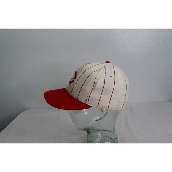 Vintage Cincinnati Reds New Era Pro Model Pinstripe Hat Cap 100% Wool Size 7 - Picture 2 of 5